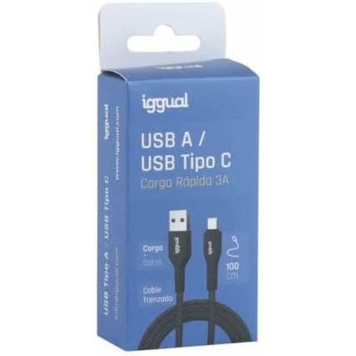 Cable USB A a USB-C iggual IGG319888 Negro 3 Cable USB A a USB-C iggual IGG319888 Negro 3
