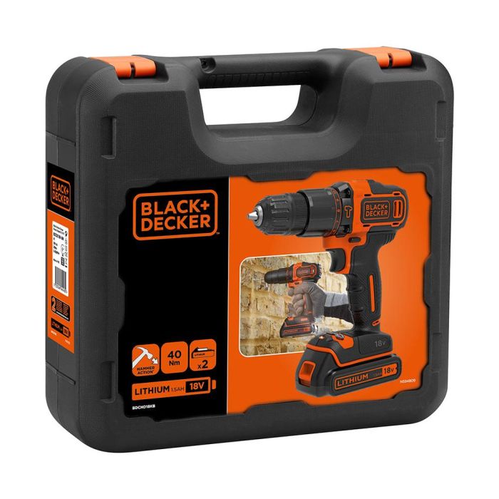 Black+Decker Taladro Percutor 18V BDCHD18KB-QW 2 Baterias Litio Maletin Incluido 1