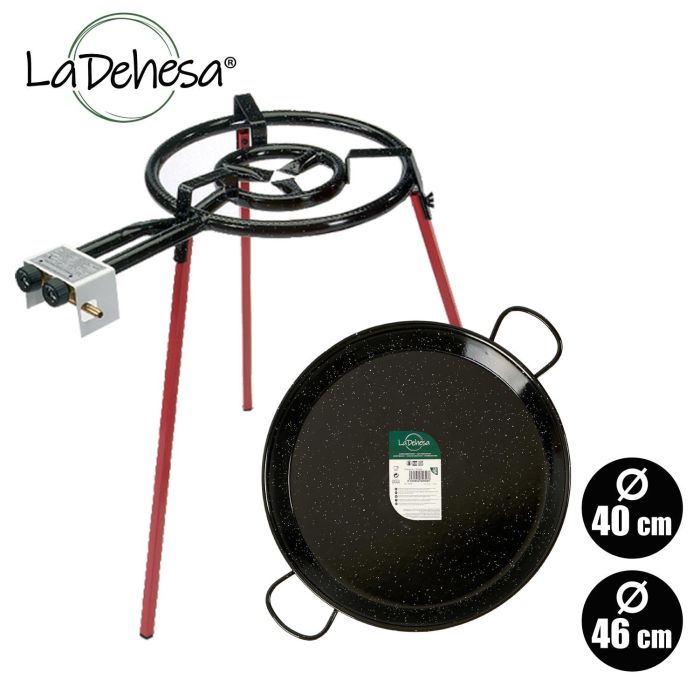 Set Paellera Esmaltada La Dehesa 46 cm, Negro/Rojo, 12 Racones (4 Unidades) 3 Set Paellera Esmaltada La Dehesa 46 cm, Negro/Rojo, 12 Racones (4 Unidades) 3