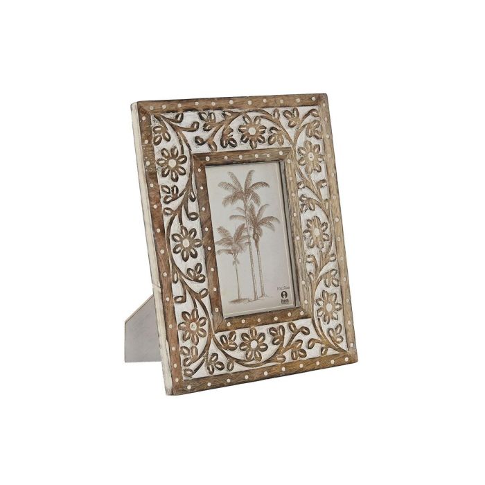 Marco Foto 10X15 Indio DKD Home Decor Blanco Natural 2 x 26.5 x 21 cm