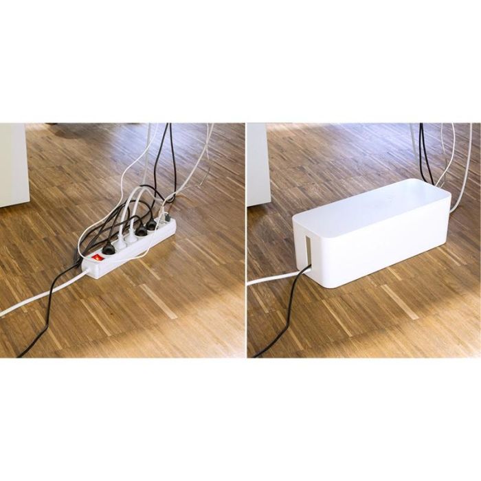 LogiLink KAB0063 Caja de Gestión de Cables Grande 407x157x133.5mm Blanco Plástico Organizador 8