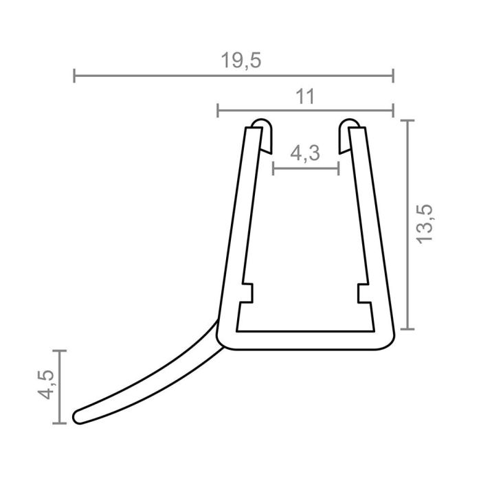 Perfil para mampara con vierteagua central pf7 9,5x18mm tr 18531 micel 1