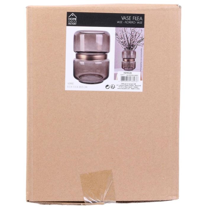 Home Deco Factory Jarrón Marrón-Dorado Vidrio Altura 20,5 cm 1