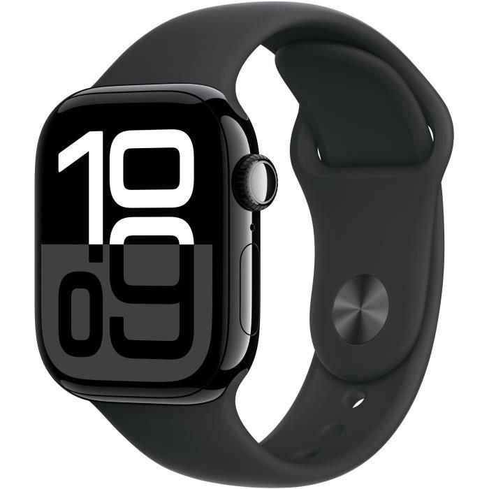 Apple Watch Series 10 GPS, 42 mm, con Caja de Aluminio en Negro Azabache y Correa Deportiva Negra Talla M/L