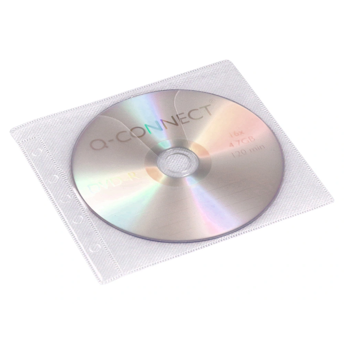Q-connect Sobre para 2 CD Polipropileno con Solapa Multitaladro y Forro Protector - Pack 40 Unidades 4