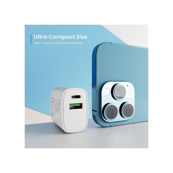 Ewent EW1321_R1 Cargador Universal 20W Carga Rápida USB-C PD PPS QC3.0 USB-A GaN Blanco para iPhone y Android 5 Ewent EW1321_R1 Cargador Universal 20W Carga Rápida USB-C PD PPS QC3.0 USB-A GaN Blanco para iPhone y Android 5