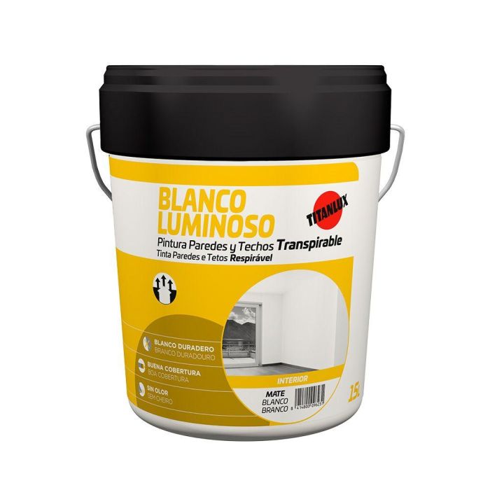 Titan Pintura Acrílica Estirenada Interior Blanco Mate 4L 9m²/L Titan Pintura Acrílica Estirenada Interior Blanco Mate 4L 9m²/L