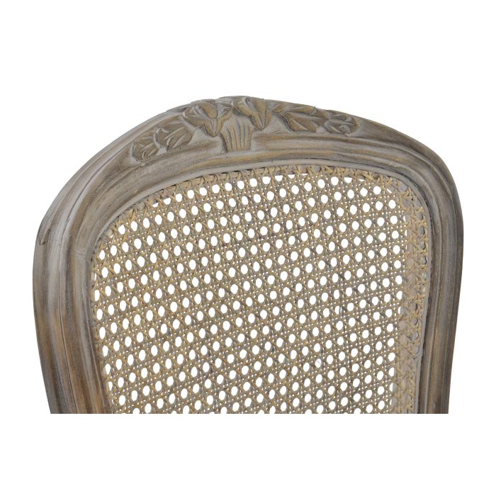 DKD Home Decor Silla Versailles Tradicional Gris Lino Ratan Rubberwood 53 x 49 x 95 cm (2 Unidades) 2