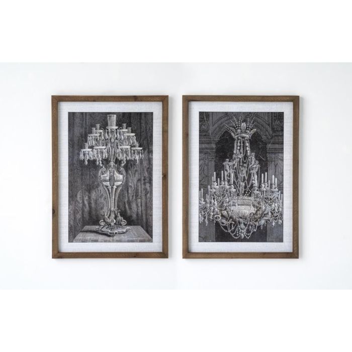 DKD Home Decor Pack de 2 Cuadros Neoclásicos Decorativos Negro y Blanco 70x50 cm para Hogar de Cristal y Madera de Abeto