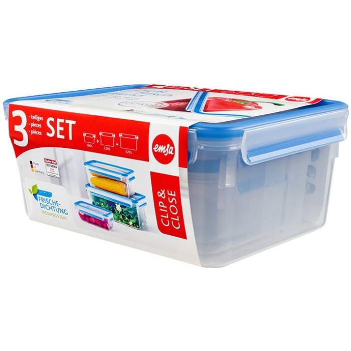 Emsa Frischhaltedosen Clip Close transparent blau Inhalt 3x 0. 0 Emsa Frischhaltedosen Clip Close transparent blau Inhalt 3x 0. 0