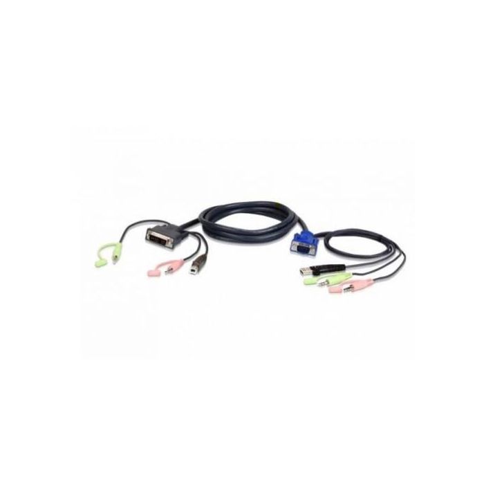 Aten 2L-7DX3U Cable KVM USB a DVI VGA 3m para video, teclado y ratón