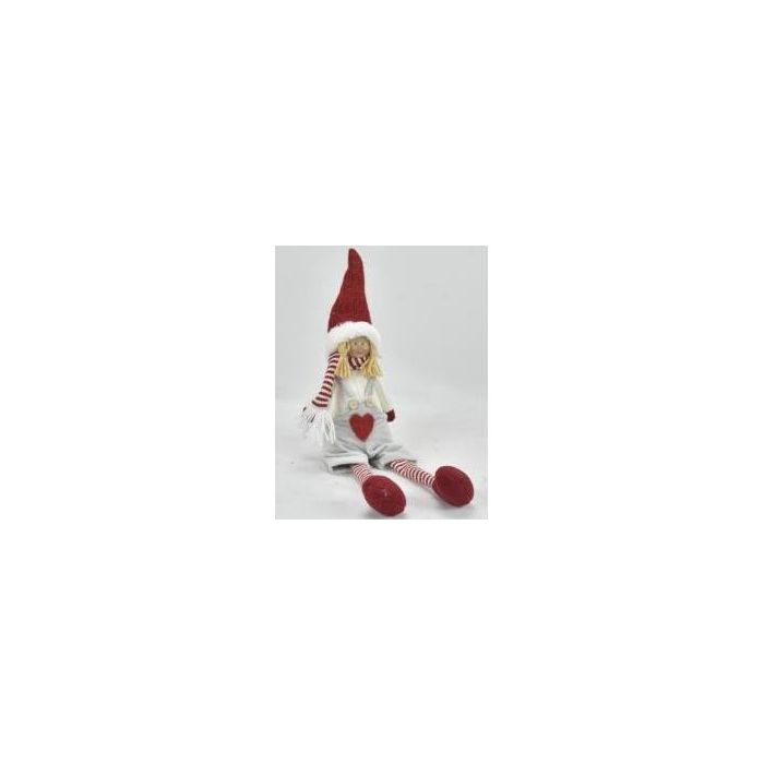 DKD Home Decor Figura de Navidad Tradicional Roja 9x13x45 cm - Adorno Decorativo de Poliéster con Corazón para el Hogar