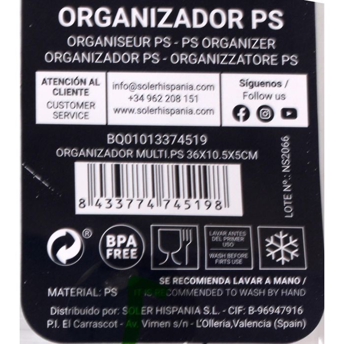 Organizador Multi.Ps 36x10.5x5 cm Quttin (12 Unidades) 8 Organizador Multi.Ps 36x10.5x5 cm Quttin (12 Unidades) 8