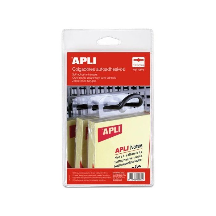 Apli Colgadores Autoadhesivos 34x48 mm Pack 100 Unidades Plástico Transparente Apli Colgadores Autoadhesivos 34x48 mm Pack 100 Unidades Plástico Transparente