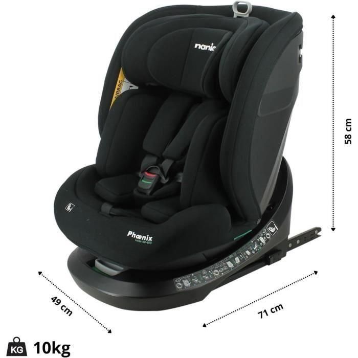 Silla de coche Isofix - NANIA - PHoeNIX - Grupo 0/1/2/3 - I-Size - Giratoria - Reclinable - Reductora - Negra 3