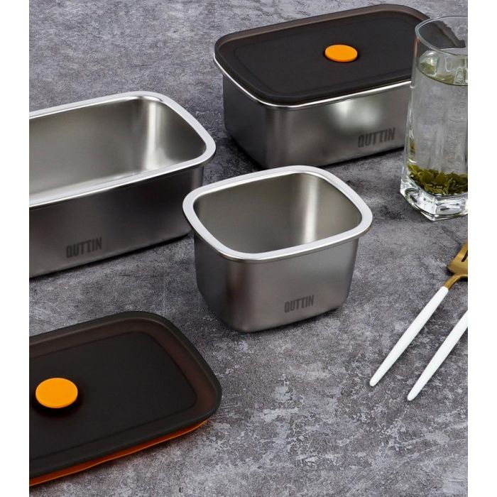 Fiambrera hermética rectangular de acero inoxidable Quttin 600 ml (12 Unidades) 11 Fiambrera hermética rectangular de acero inoxidable Quttin 600 ml (12 Unidades) 11
