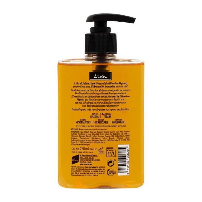 Lida Jabón 100% Natural Manos Glicerina 250 ml 1 Lida Jabón 100% Natural Manos Glicerina 250 ml 1
