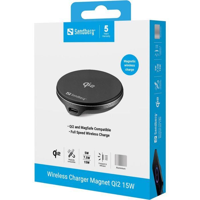 Sandberg Wireless Charger Magnet Qi2 15W 3 Sandberg Wireless Charger Magnet Qi2 15W 3