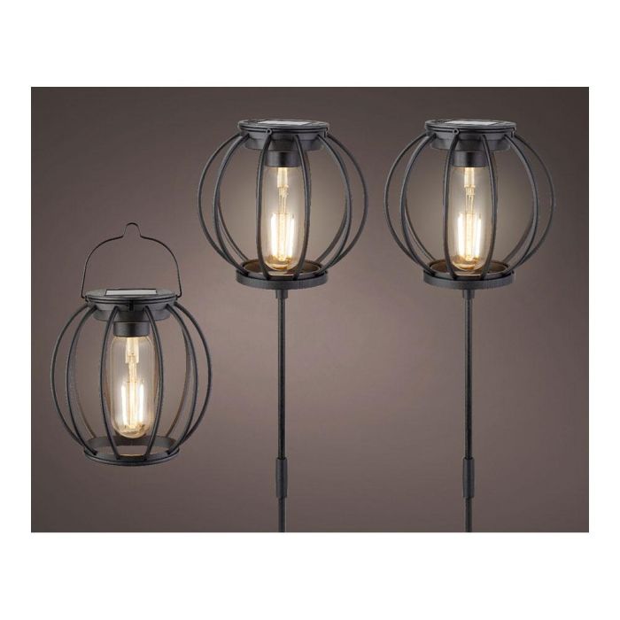 Lumineo Luces Solares de Jardín 3 lm ø13 x 43 cm, Set de 3 Unidades con 2 Estacas y 1 Luz de Mesa 2