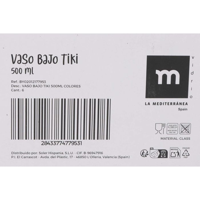 Vaso Bajo Tiki 500 ml - La Mediterranea (24 Unidades) 8 Vaso Bajo Tiki 500 ml - La Mediterranea (24 Unidades) 8