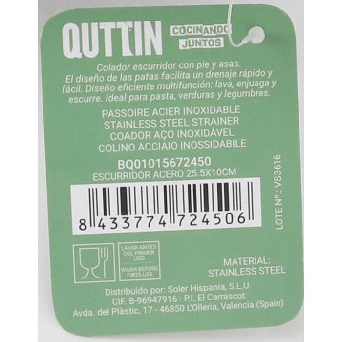 Quttin Escurridor de Acero Inoxidable 25.5 x 10 cm (12 Unidades) 11