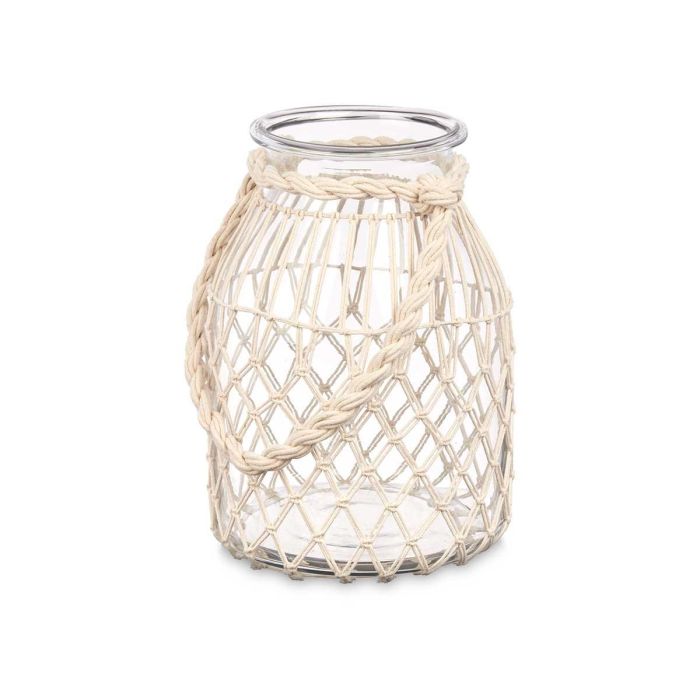 Portavela Vidrio Cuerda Blanca Grd Giftdecor 22X30CM (4 Unidades) 1 Portavela Vidrio Cuerda Blanca Grd Giftdecor 22X30CM (4 Unidades) 1