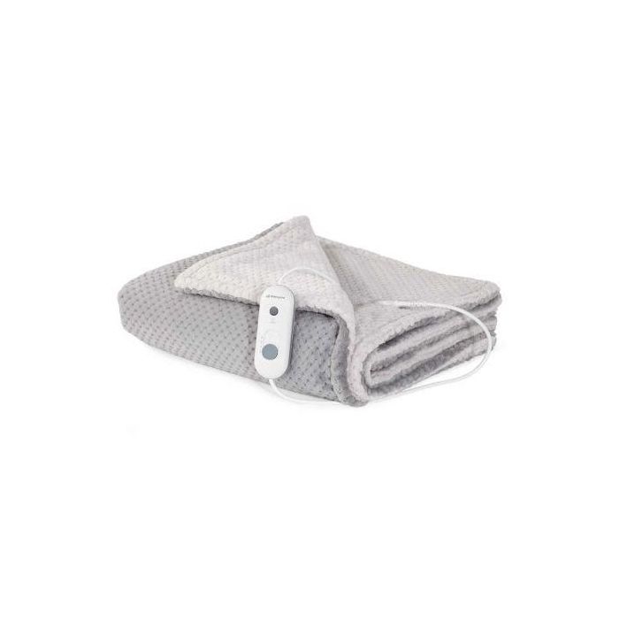 Orbegozo Manta Eléctrica MAH 2050 Gris y Blanca 200x170 cm Calienta Al Instante 3 Niveles Temperatura Calor Uniforme Lavable 120W