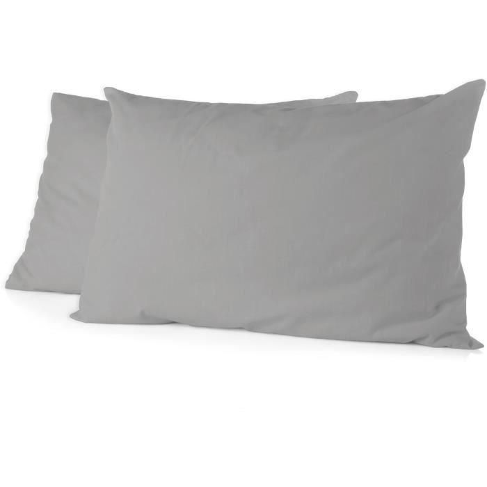 Juego de 2 fundas de almohada - HOME LINGE PASSION - 50 x 70 cm - Gris claro Juego de 2 fundas de almohada - HOME LINGE PASSION - 50 x 70 cm - Gris claro