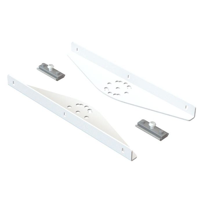 HERRAJES ALK - Juego 2 Soportes Regulables para Estante, Hierro, Acabado Aluminio RAL 9006, Largo 258mm, 5 Posiciones