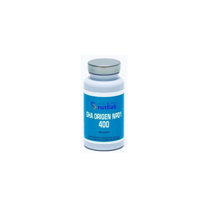 NUTILAB DHA Origen NPD1 400 mg 60 perlas. Ácido docosahexaenoico para cerebro, visión, corazón, y desarrollo fetal