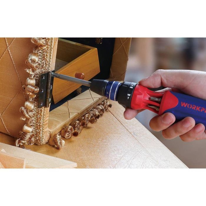 Workpro Destornillador de Carraca 12 en 1 con Cambio Rápido de Punta y 6 Puntas Dobles Almacenadas en Mango 2