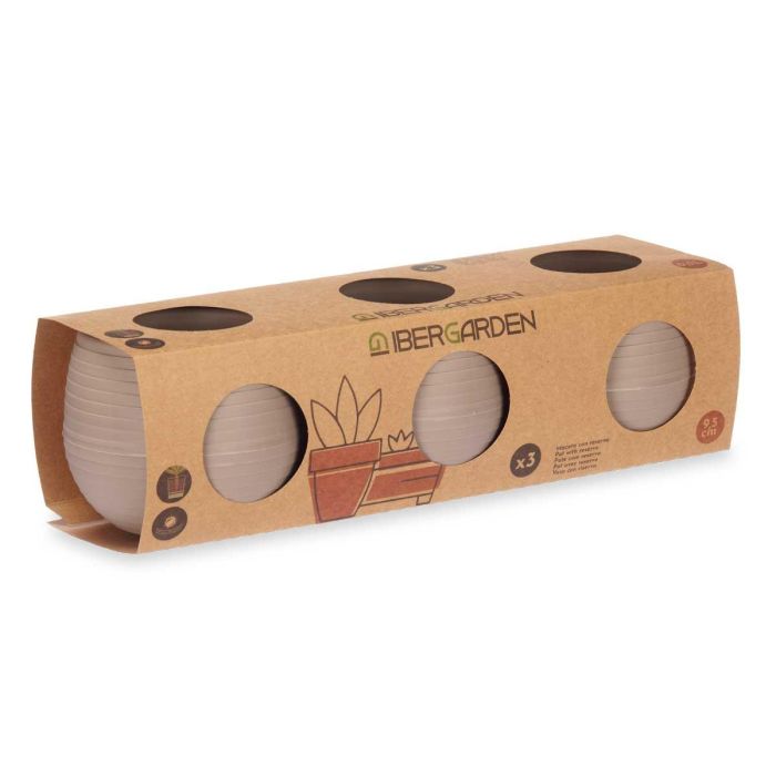 Set 3 Macetas Reserva Agua 9,5 Cm Taupe Ibergarden (6 Unidades) 2 Set 3 Macetas Reserva Agua 9,5 Cm Taupe Ibergarden (6 Unidades) 2