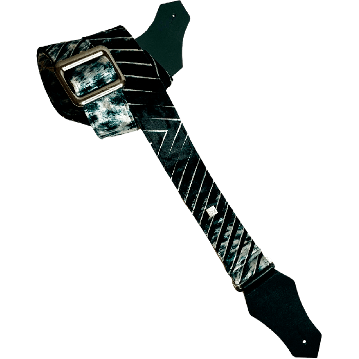 GETM The Casandra Correa para Guitarra y Bajo, Nailon/Piel/Terciopelo Negro y Blanco Ajustable hasta 165cm