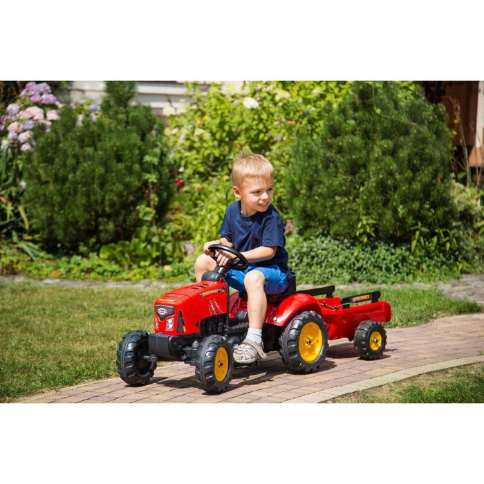 Falk Tractor de pedal Supercharger rojo con capó de apertura y remolque, juguete infantil para 2-5 años 2 Falk Tractor de pedal Supercharger rojo con capó de apertura y remolque, juguete infantil para 2-5 años 2