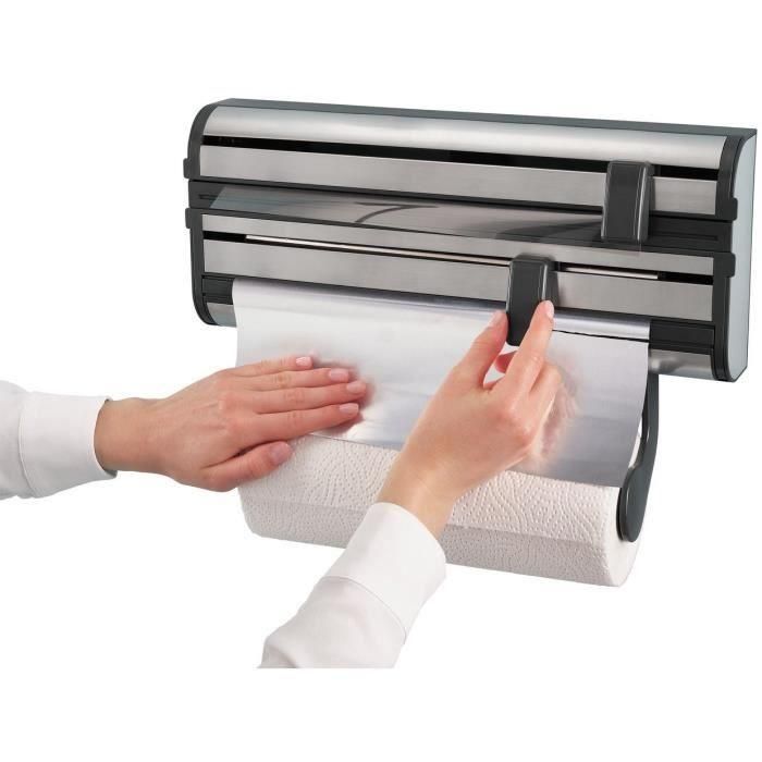 LEIFHEIT Dispensador de toallas de papel film aluminio Parat Royal 25793 Leifheit práctico dispensador de pared 3 rollos con cuchillas afiladas 5