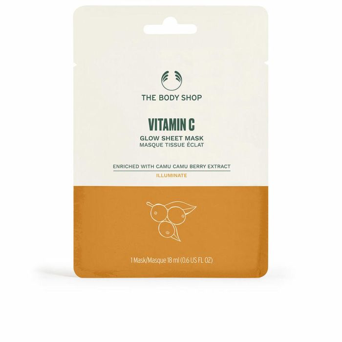 The Body Shop VITAMIN C glow sheet mask Mascarilla Facial Iluminadora Hidratante con Vitamina C y Aloe Vera para Todo Tipo de Pieles 18 ml