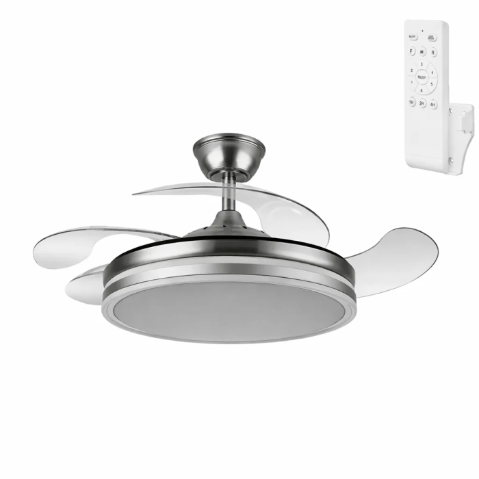 Ventilador DC Niquel 4 Aspas 6 Velocidades 59W 6980lm 3500-4000-6500k Verano-Invierno 107cm con Mando a Distancia 0 Ventilador DC Niquel 4 Aspas 6 Velocidades 59W 6980lm 3500-4000-6500k Verano-Invierno 107cm con Mando a Distancia 0