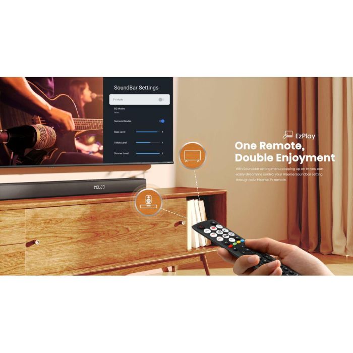 Hisense HIS1727479811163 Barra de sonido con Subwoofer inalámbrico, Bluetooth, 3.1 canales, Máx. 480 W 46