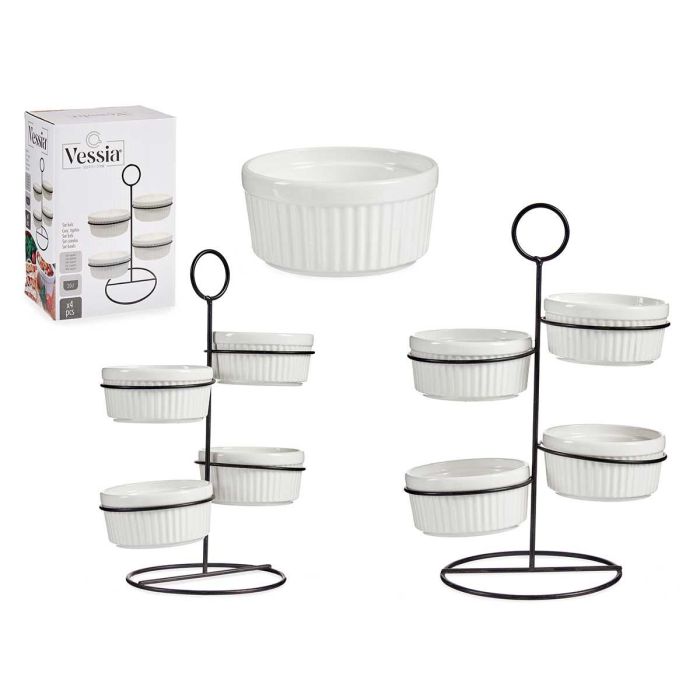 Set 4 Bols Redondo Blanco Con Estante Metal 200Ml Vessia 13X26CM (12 Unidades) Set 4 Bols Redondo Blanco Con Estante Metal 200Ml Vessia 13X26CM (12 Unidades)