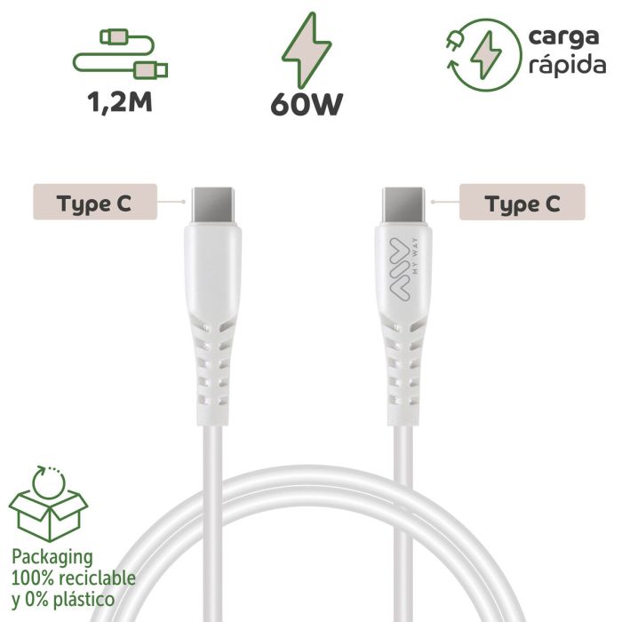 myway cable Tipo C-Tipo C 60W 1m blanco 3