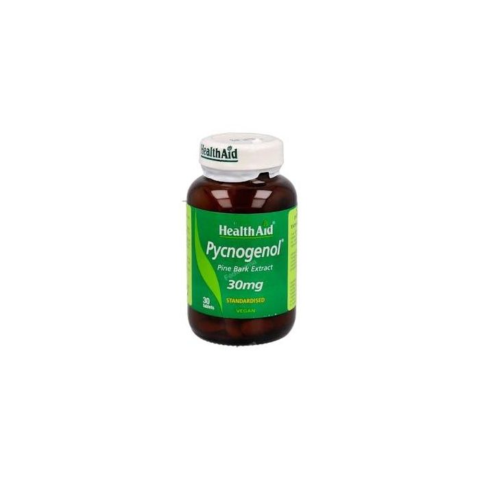 Health Aid Pycnogenol 30Mg. 30 Comprimidos, Extracto de Corteza de Pino Marítimo Francés, Apto para Vegetarianos y Veganos