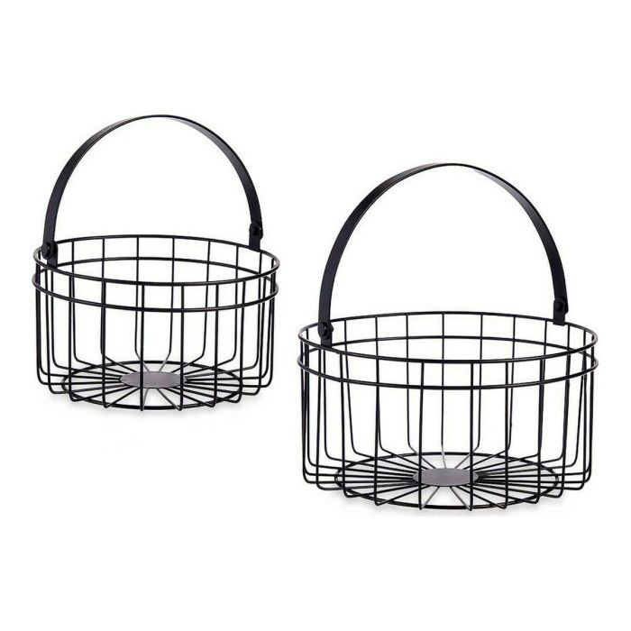 Set 2 Cestas Redondas Negras Giftdecor 25x27x25 cm, Metal Set 2 Cestas Redondas Negras Giftdecor 25x27x25 cm, Metal