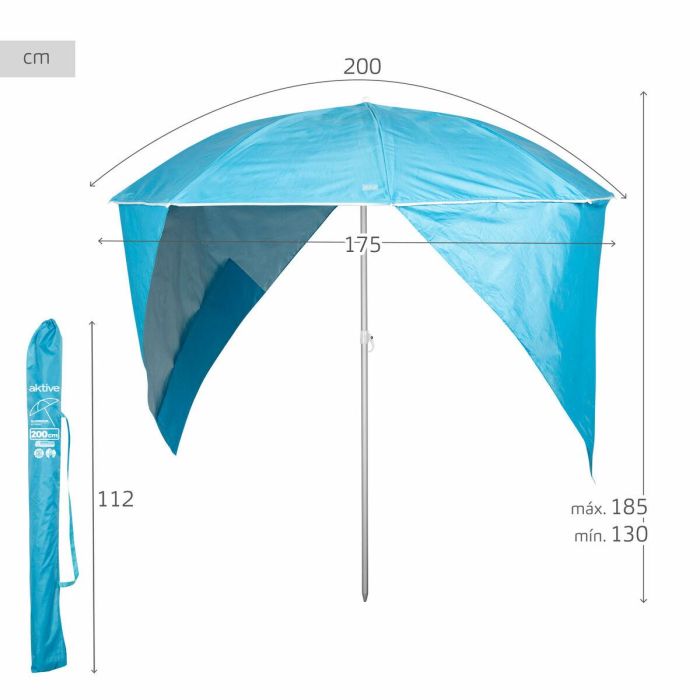 Sombrilla Aktive Azul 200 x 185 x 200 cm (6 Unidades) 3 Sombrilla Aktive Azul 200 x 185 x 200 cm (6 Unidades) 3
