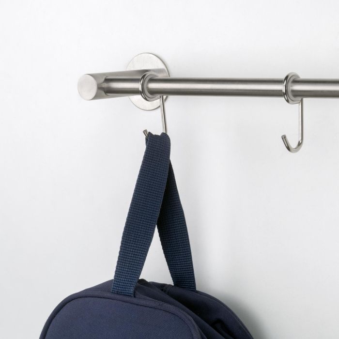 Emuca Colgador adhesivo de cocina con 5 ganchos Supra, Acero inoxidable 1