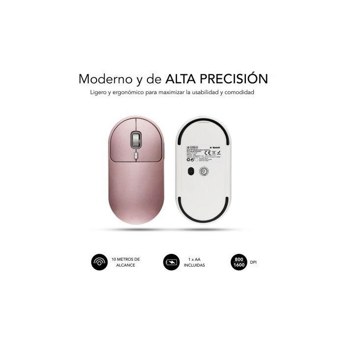 Ratón Inalámbrico por Bluetooth Subblim Excellent/ Hasta 1600 DPI/ Rosa