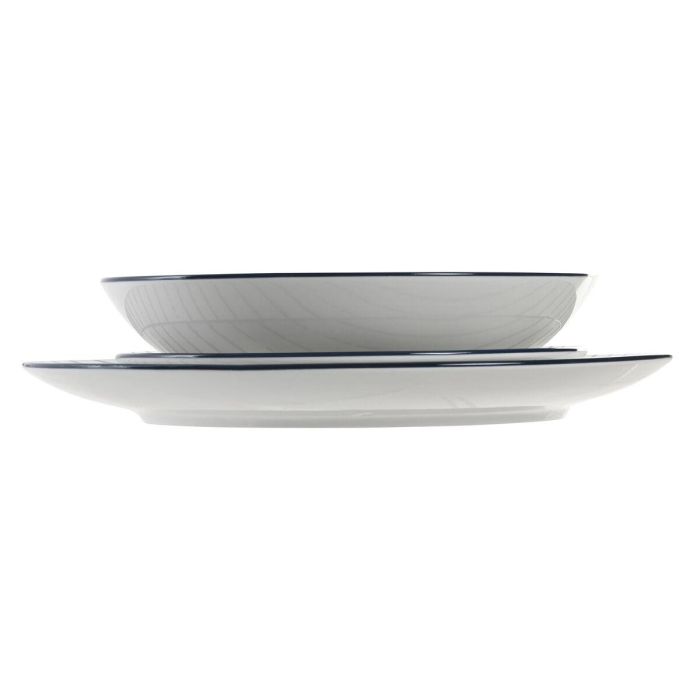 DKD Home Decor Vajilla Completa Mediterraneo Azul con Rayas, Set 18 Piezas de Porcelana, Apta para Lavavajillas y Microondas 2 DKD Home Decor Vajilla Completa Mediterraneo Azul con Rayas, Set 18 Piezas de Porcelana, Apta para Lavavajillas y Microondas 2