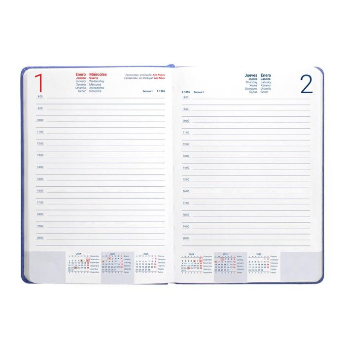 Agenda Encuadernada Liderpapel Kinaros A5 2025 Dia Pagina Color Azul Papel 70 gr 6