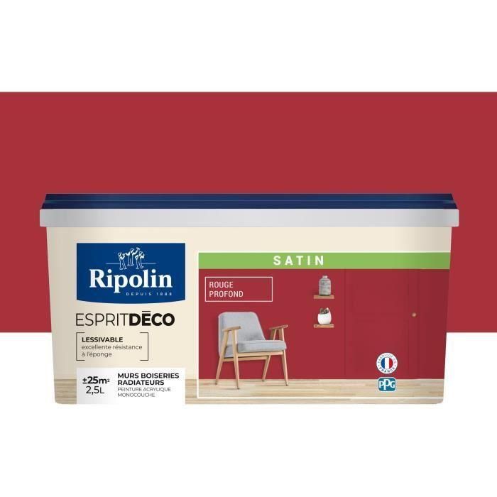RIPOLIN Todas las piezas de pintura de pared, Ripolin - Rouge St Emilion Satin, 2,5L RIPOLIN Todas las piezas de pintura de pared, Ripolin - Rouge St Emilion Satin, 2,5L