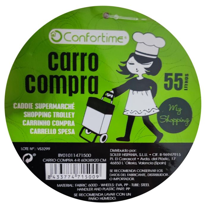 Confortime Carro Compra 4-R 60 x 38 x 20 cm (4 Unidades) 1 Confortime Carro Compra 4-R 60 x 38 x 20 cm (4 Unidades) 1