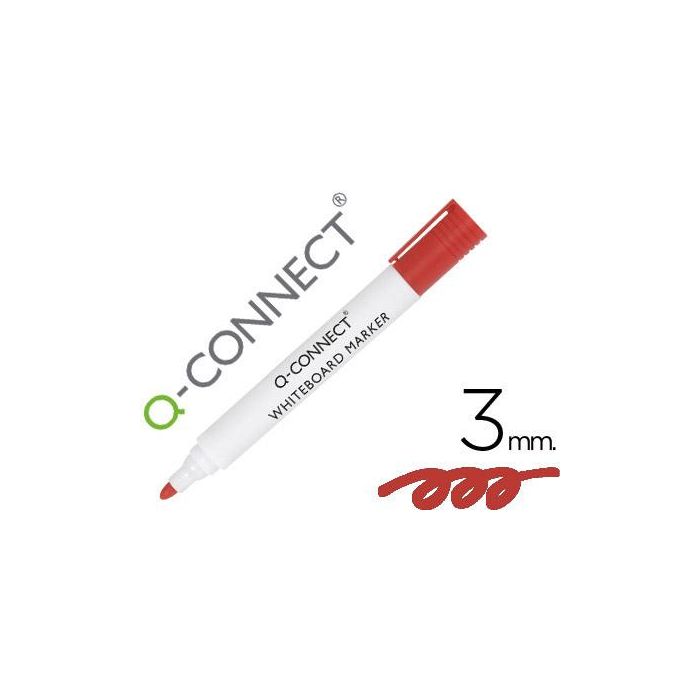 Rotulador Q-Connect Pizarra Blanca Color Rojo Punta Redonda 3 mm 10 unidades